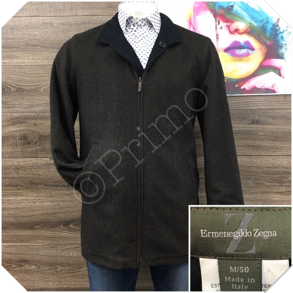 VINTAGE ZEGNA Mens Reversible Wool Cashmere Coat Casual Jacket Size 50Eu